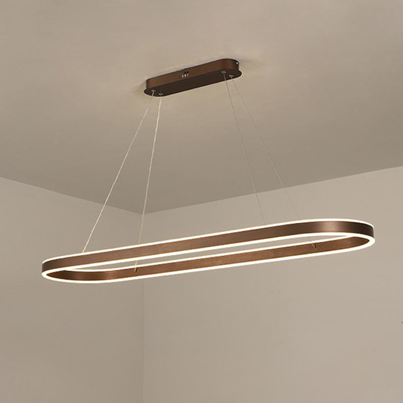 1-Light Minimalism Chandelier Lamp Oval LED Island Pendant for Study Room