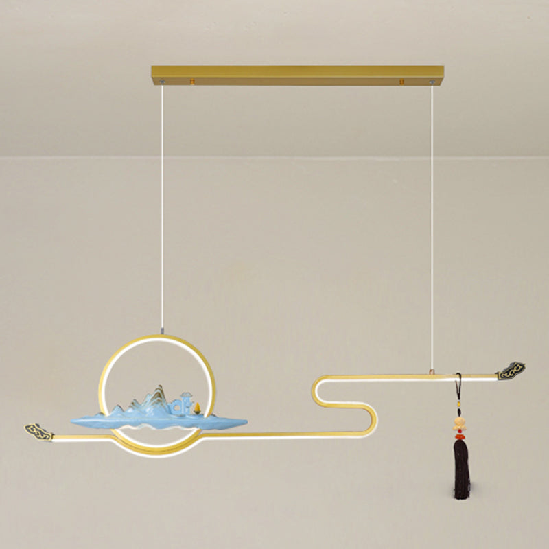 Resina luces colgantes colgantes chinas lámparas colgantes lineales modernas para comedor