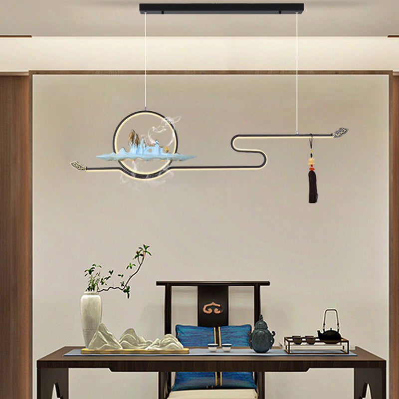 Resina luces colgantes colgantes chinas lámparas colgantes lineales modernas para comedor