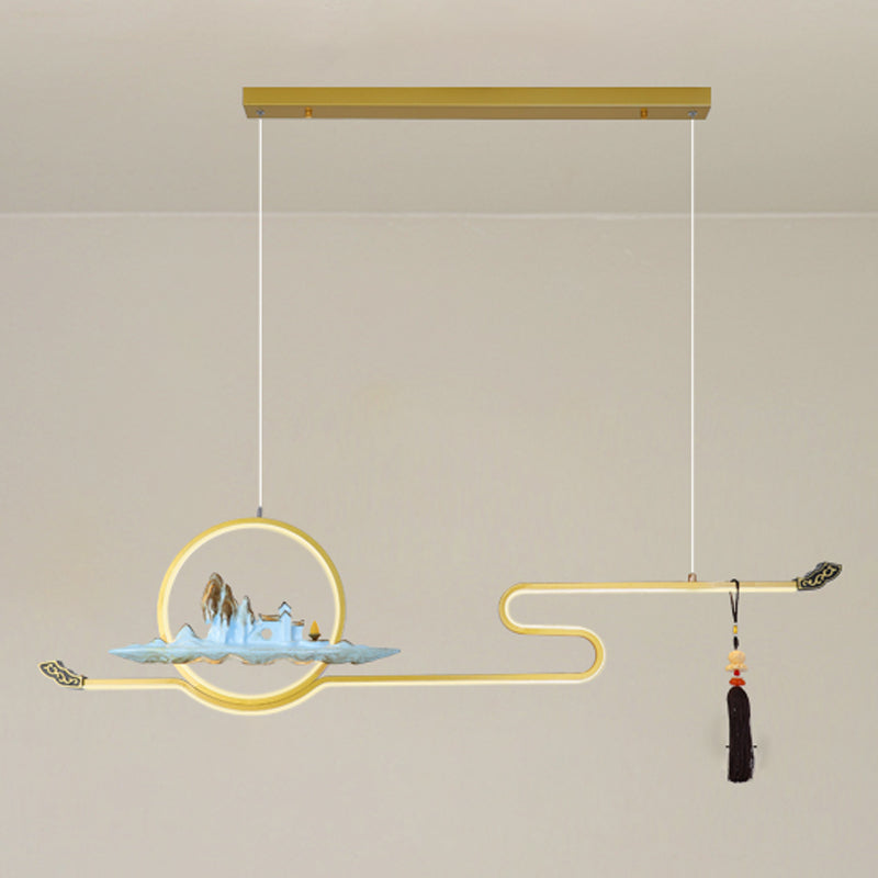 Resin Chinese Hanging Pendant Lights Modern Linear Hanging Lamps for Dining Room