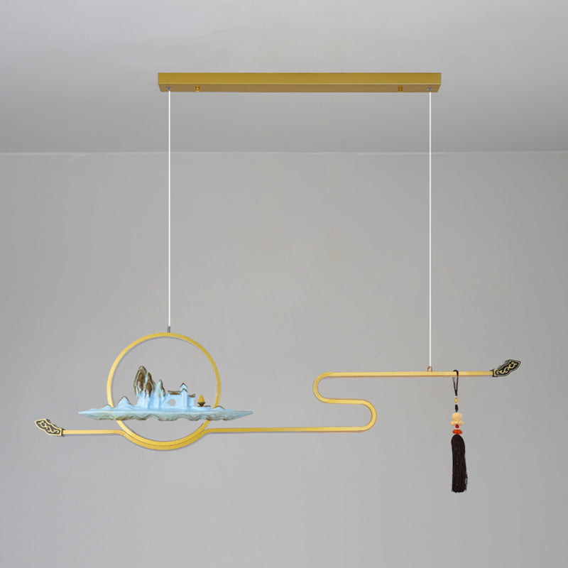 Resina luces colgantes colgantes chinas lámparas colgantes lineales modernas para comedor