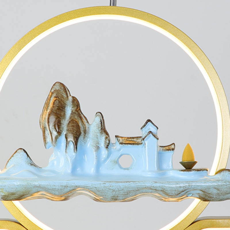 Resina luces colgantes colgantes chinas lámparas colgantes lineales modernas para comedor