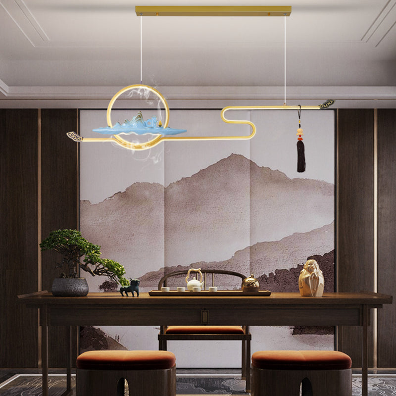 Resina luces colgantes colgantes chinas lámparas colgantes lineales modernas para comedor