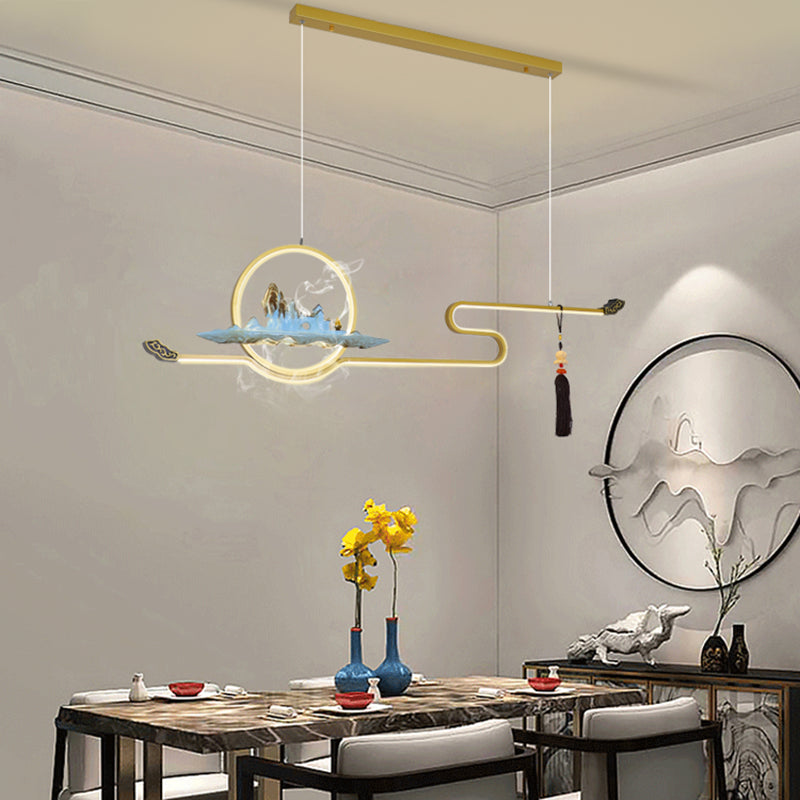 Resina luces colgantes colgantes chinas lámparas colgantes lineales modernas para comedor