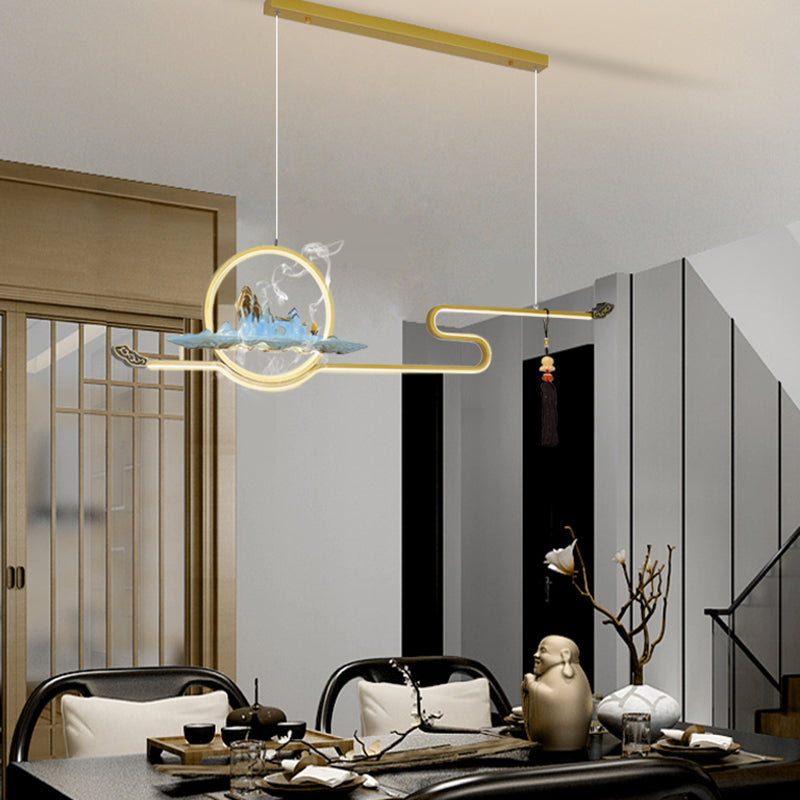 Resina luces colgantes colgantes chinas lámparas colgantes lineales modernas para comedor