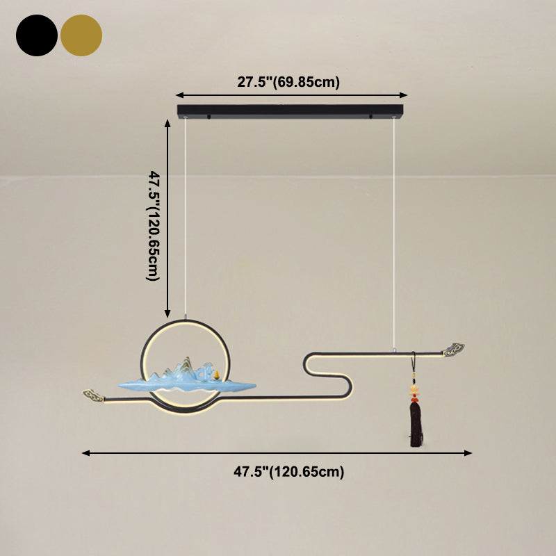 Resin Chinese Hanging Pendant Lights Modern Linear Hanging Lamps for Dining Room
