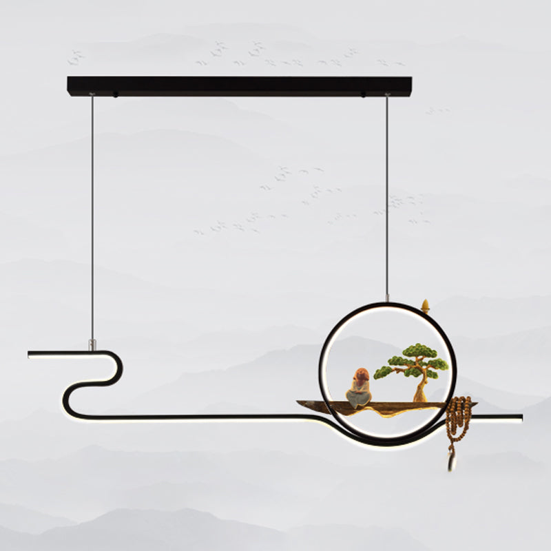 Tea Room Modern Island Lighting 2 Lights LED Linear Aluminum Pendant Light