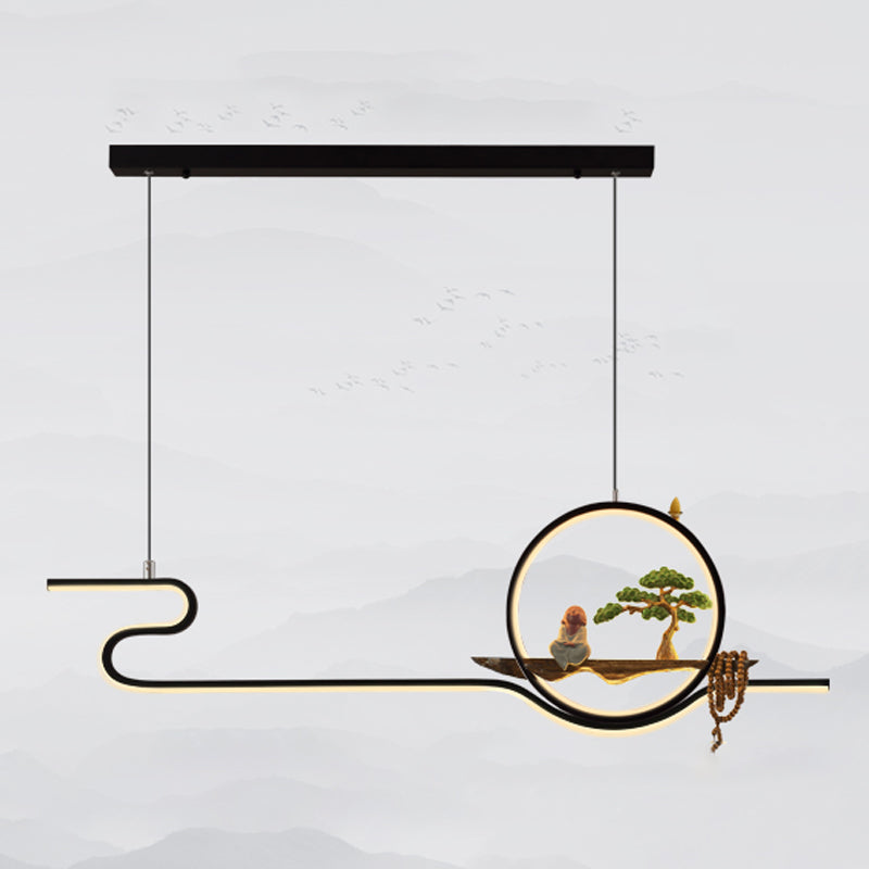 Tea Room Modern Island Lighting 2 Lights LED Linear Aluminum Pendant Light