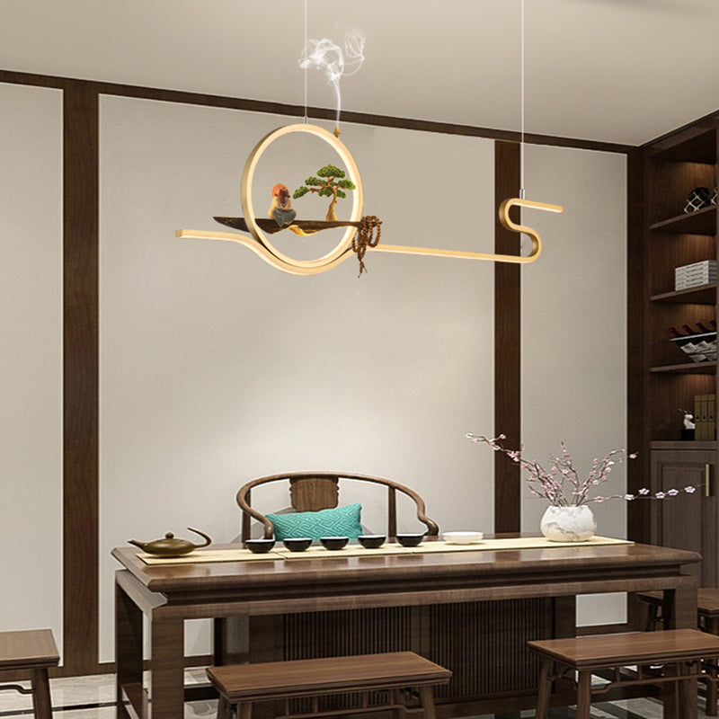 Tea Room Modern Island Lighting 2 Lights LED Linear Aluminum Pendant Light