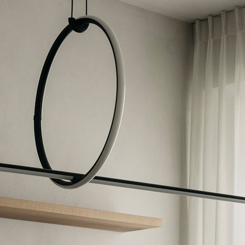Modern Iron Chandelier Lamp Linear Island Pendant for Dining Room