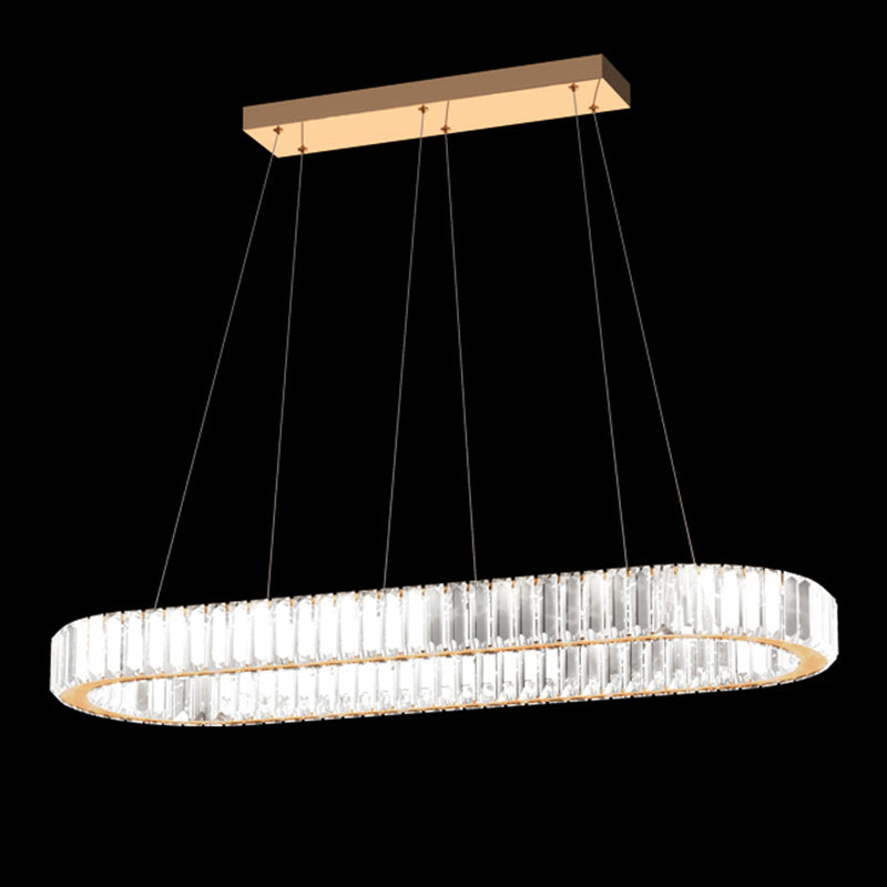 Iluminación colgante lineal luz colgante contemporánea con sombra de cristal para comedor