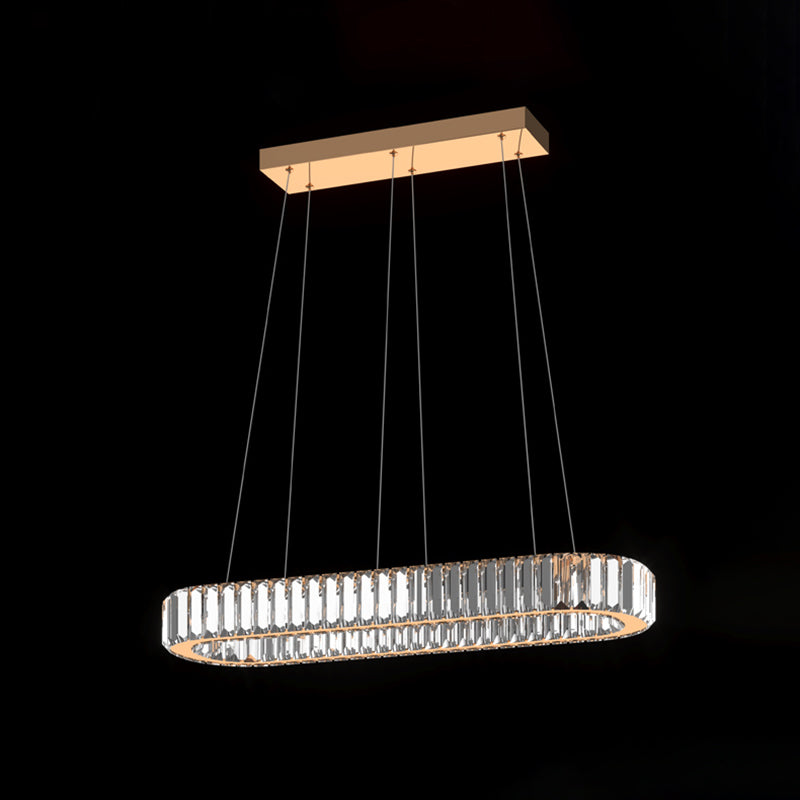 Iluminación colgante lineal luz colgante contemporánea con sombra de cristal para comedor