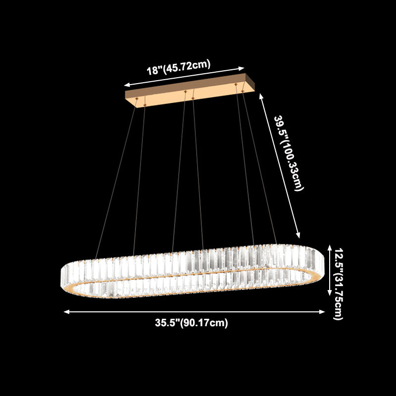 Iluminación colgante lineal luz colgante contemporánea con sombra de cristal para comedor