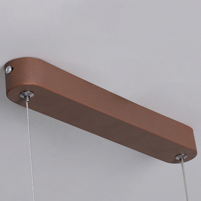 1-Licht lineare Inselbeleuchtung zeitgenössische Metallinsel Deckenleuchte in Braun