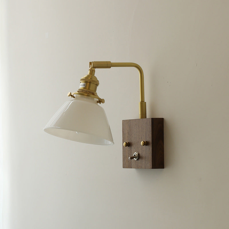 Wood Flared Wall Lighting Contemporary Style 1 Light Wall Light Fixture