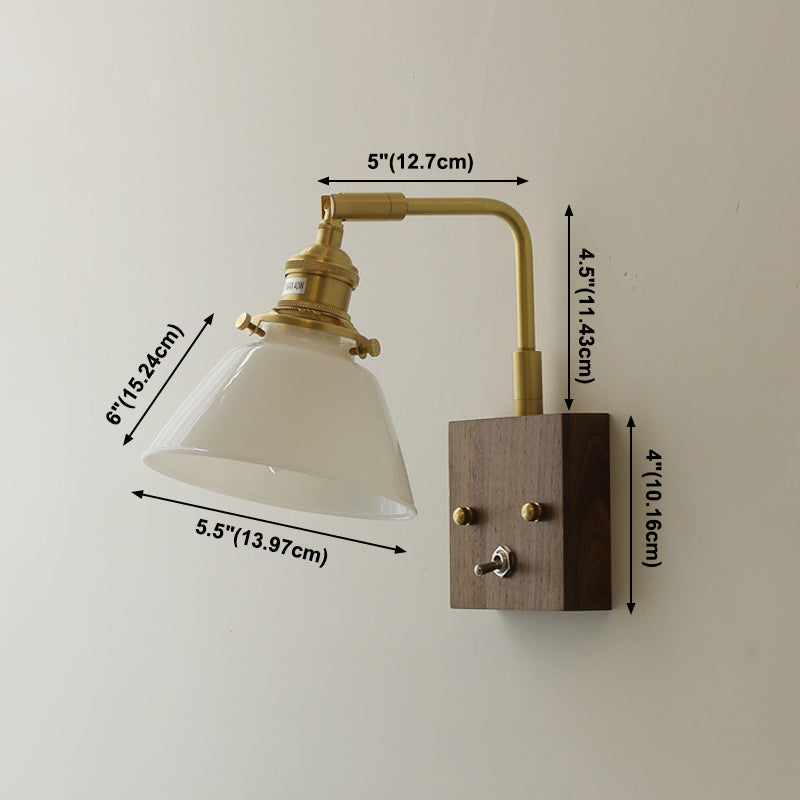 Wood Flared Wall Lighting Contemporary Style 1 Light Wall Light Fixture