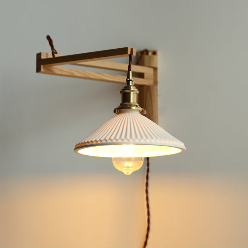 Iluminación de pared de doble brazo de madera estilo contemporáneo 1 lámpara de pared de luz