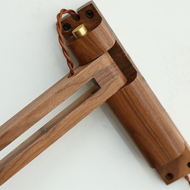 Iluminación de pared de doble brazo de madera estilo contemporáneo 1 lámpara de pared de luz