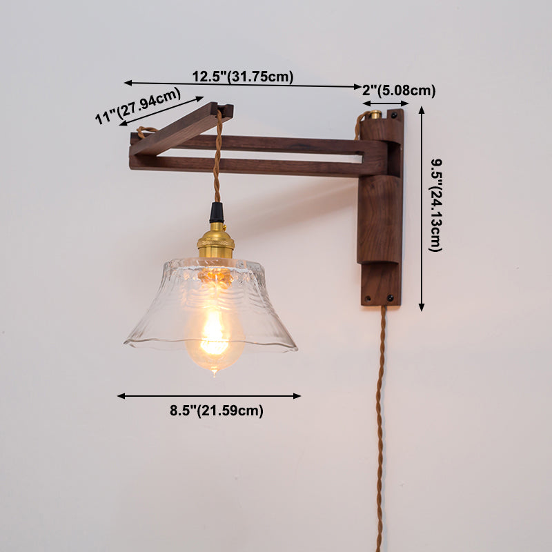 Iluminación de pared de doble brazo de madera estilo contemporáneo 1 lámpara de pared de luz