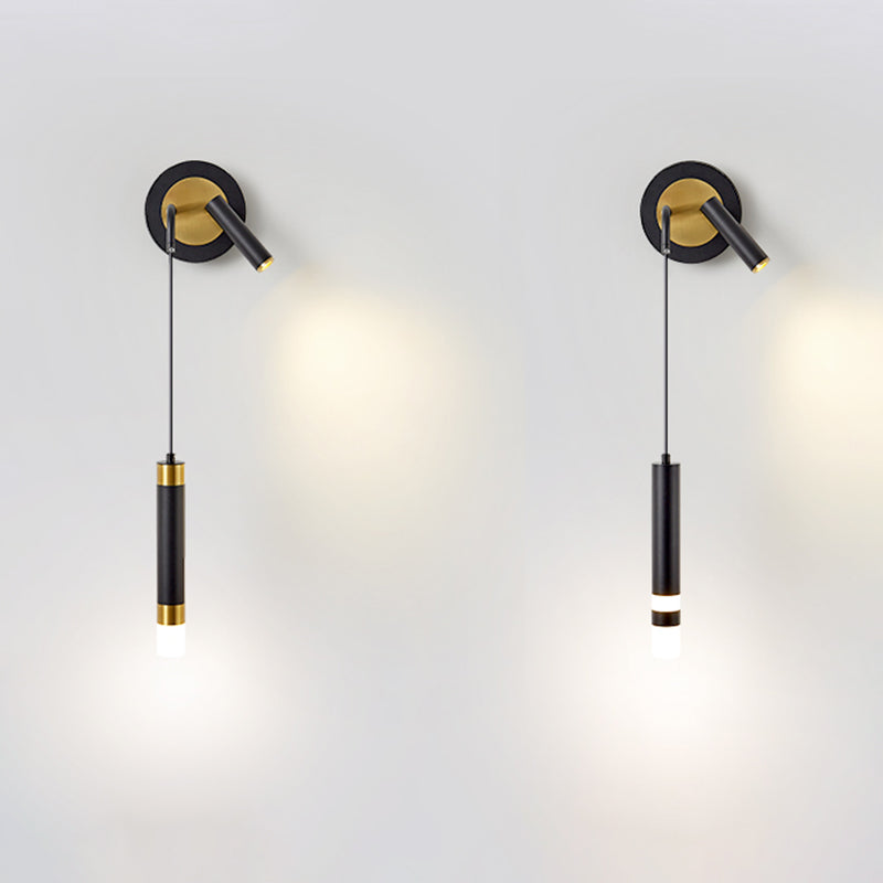 Iluminación de pared de cilindro de metal estilo contemporáneo 2 luces de luz de luz lámpara de pared