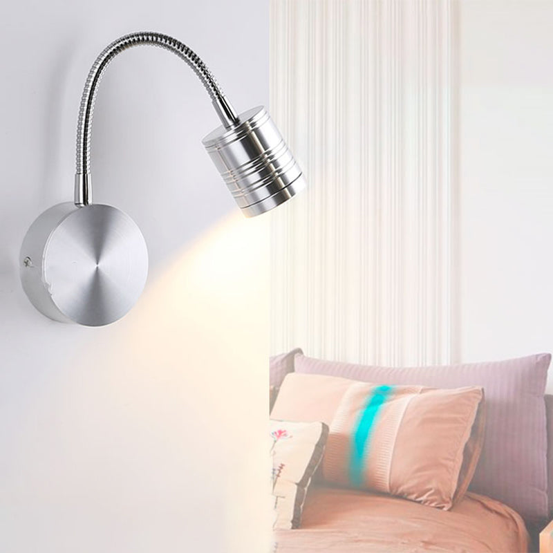 Éclairage mural de cylindre en métal style contemporain 1 éclairage de lecture murale lumineuse