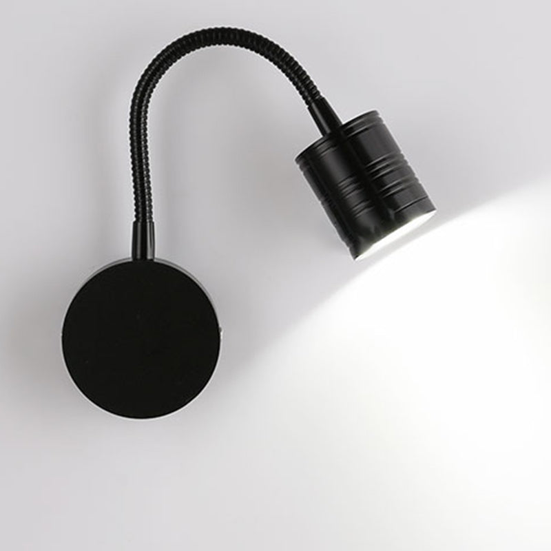 Éclairage mural de cylindre en métal style contemporain 1 éclairage de lecture murale lumineuse