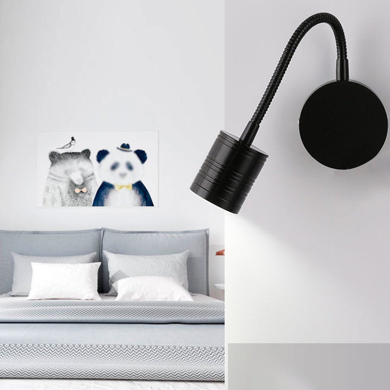 Éclairage mural de cylindre en métal style contemporain 1 éclairage de lecture murale lumineuse