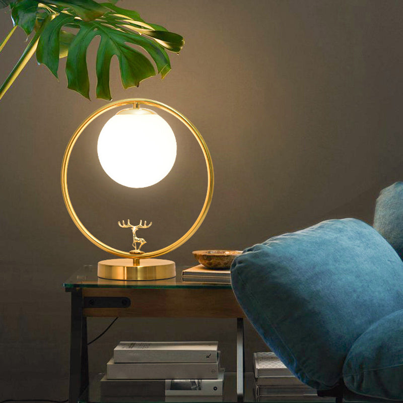 Lampade da tavolo notturno moderna Sfera vetro 1 lampada da comodino leggero in oro per camera da letto