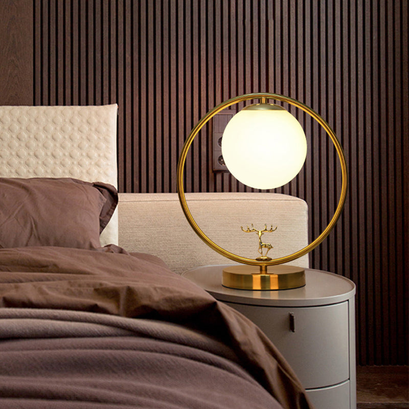 Lampade da tavolo notturno moderna Sfera vetro 1 lampada da comodino leggero in oro per camera da letto