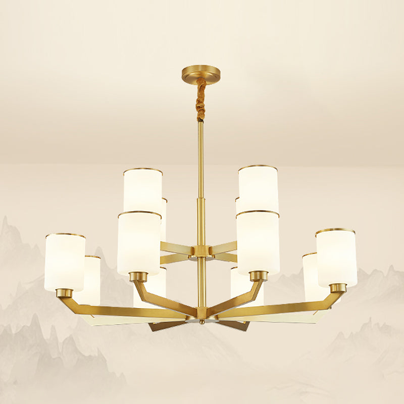 Copper Contemporary Hanging Light Fixtures Cylinder Ceiling Light for Living Room