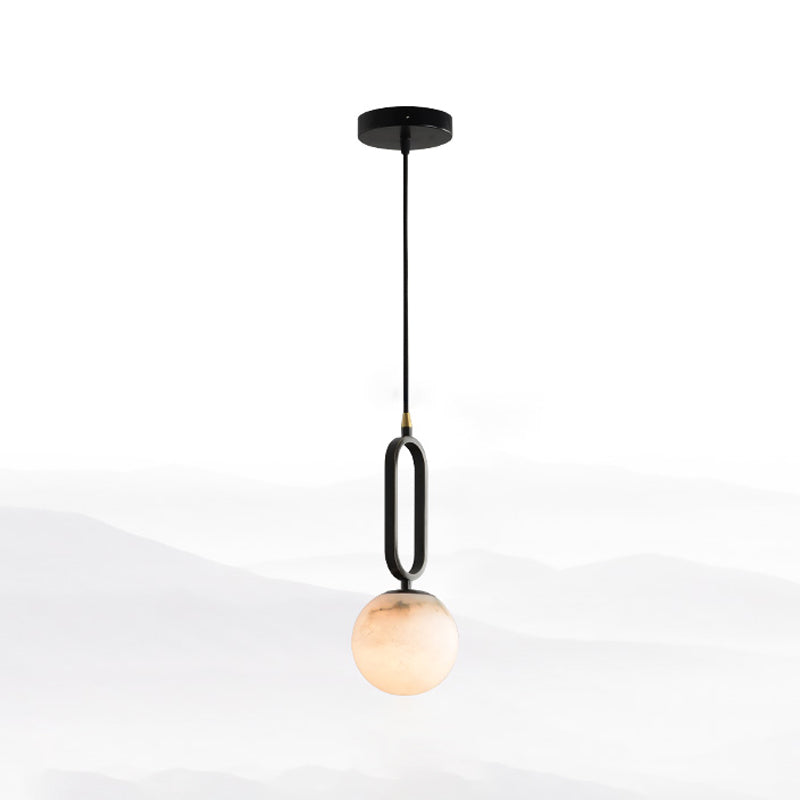 Marble Spherical Shape Hanging Lights Modern Style 1 Head Hanging Mount for Restaurant