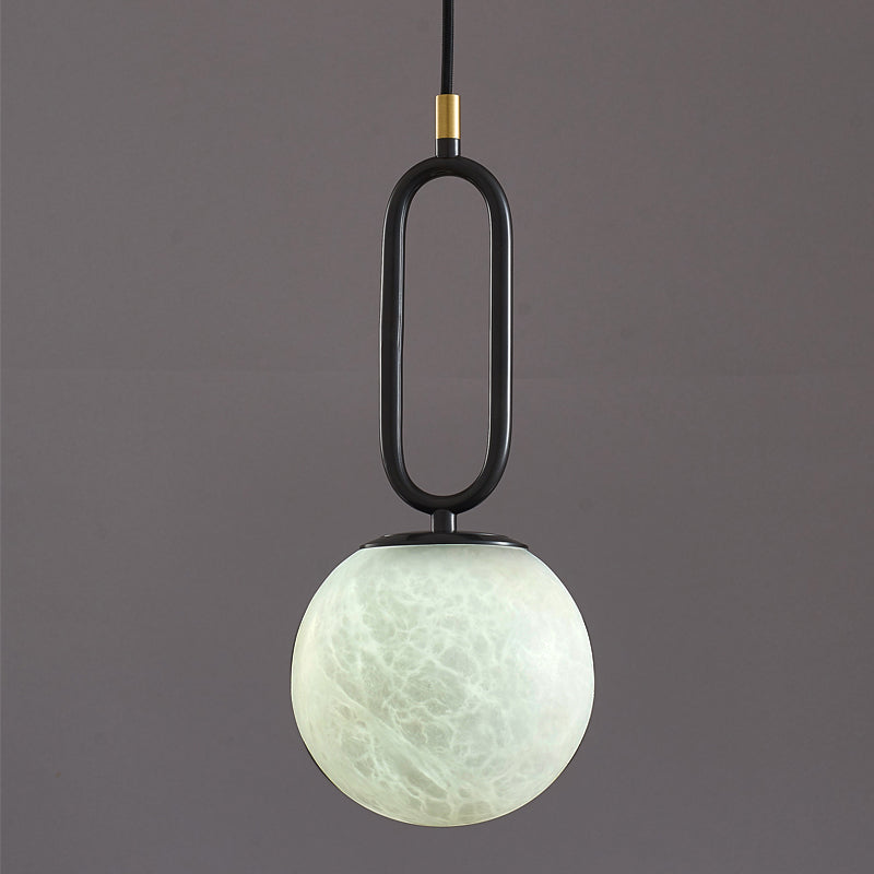 Spherical Shade Hanging Lighting Modern Style Marble 1 Light Pendant Lamp for Bedroom
