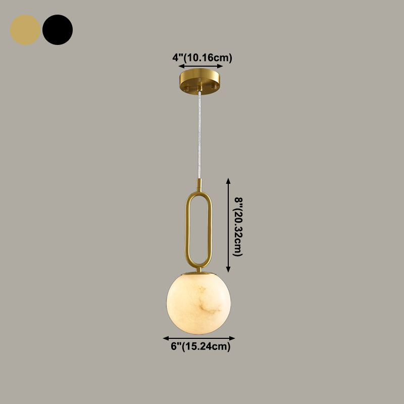Éclairage suspendu à l'ombre sphérique Marbre de style moderne 1 pendentif léger pour chambre à coucher
