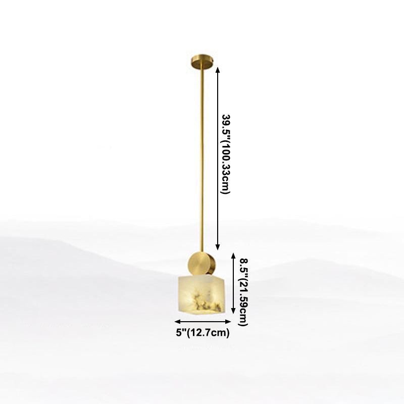 Marble Geometry Shape Hanging Lights Modern Style 1 Head Hanging Mount for Restaurant