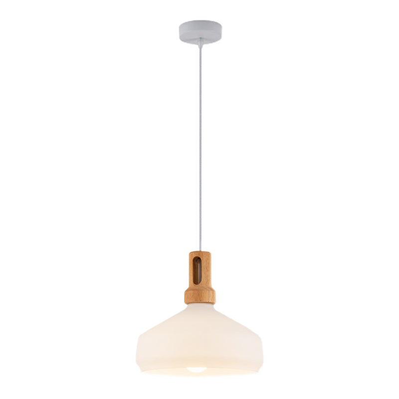 Glass Tapered Hanging Lamp in Modern Concise Style Wooden Indoor Pendant Light