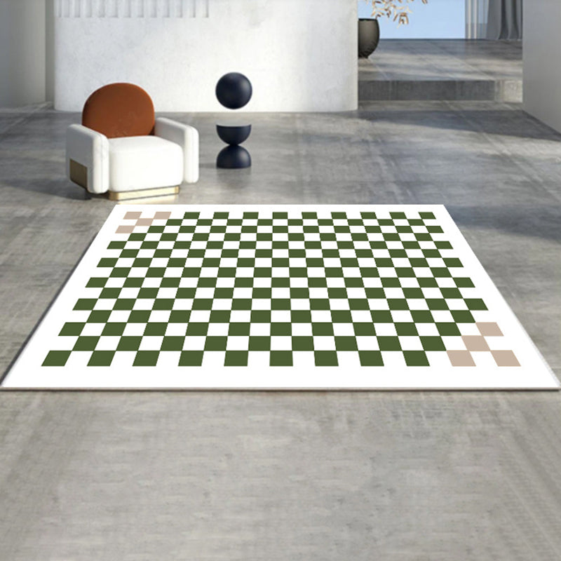 Black Gridding Rug Polyester Modern Rug Stain Resistant Rug for Home Decor