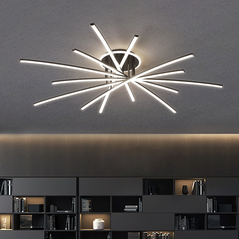 Line Semi Flush Mount Ceiling Light Fixture Modern Metal Living Room LED Ceiling Lighting