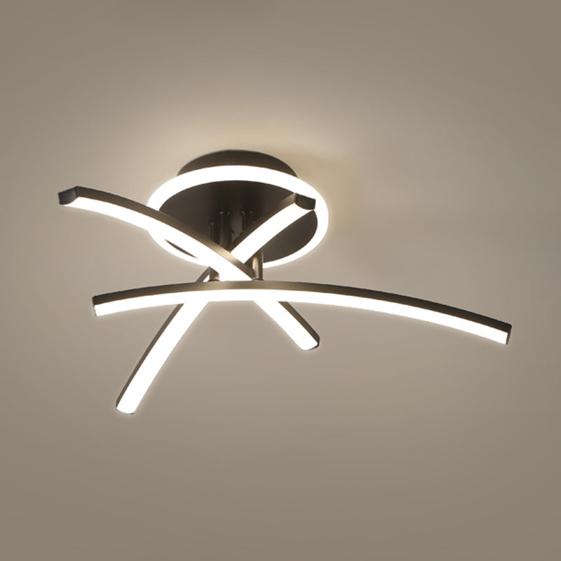 Line Semi Flush Mount Ceiling Light Fixture Modern Metal Living Room LED Ceiling Lighting
