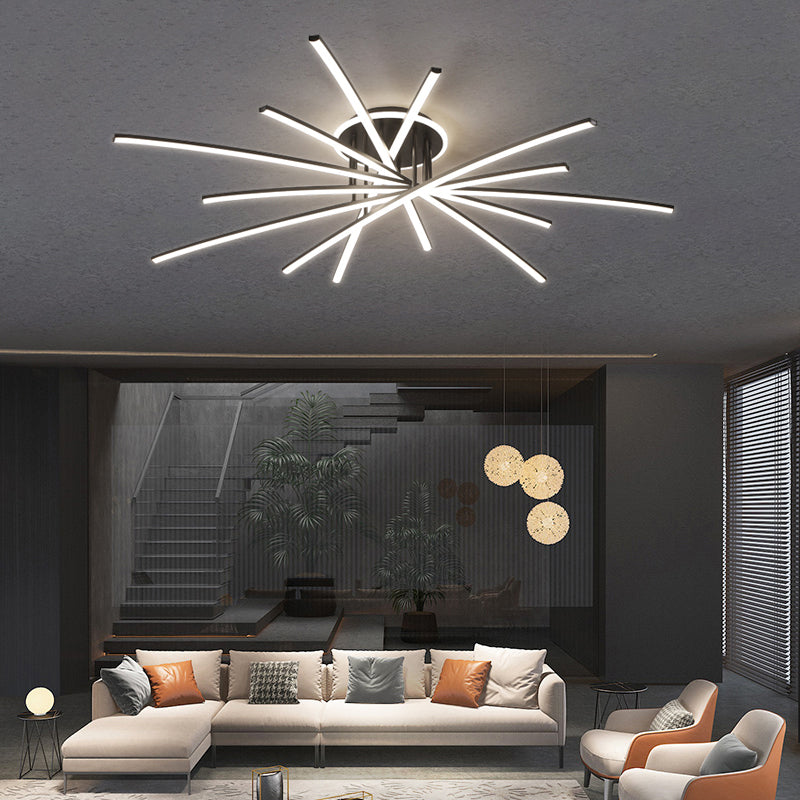 Line Semi Flush Mount Ceiling Light Fixture Modern Metal Living Room LED Ceiling Lighting