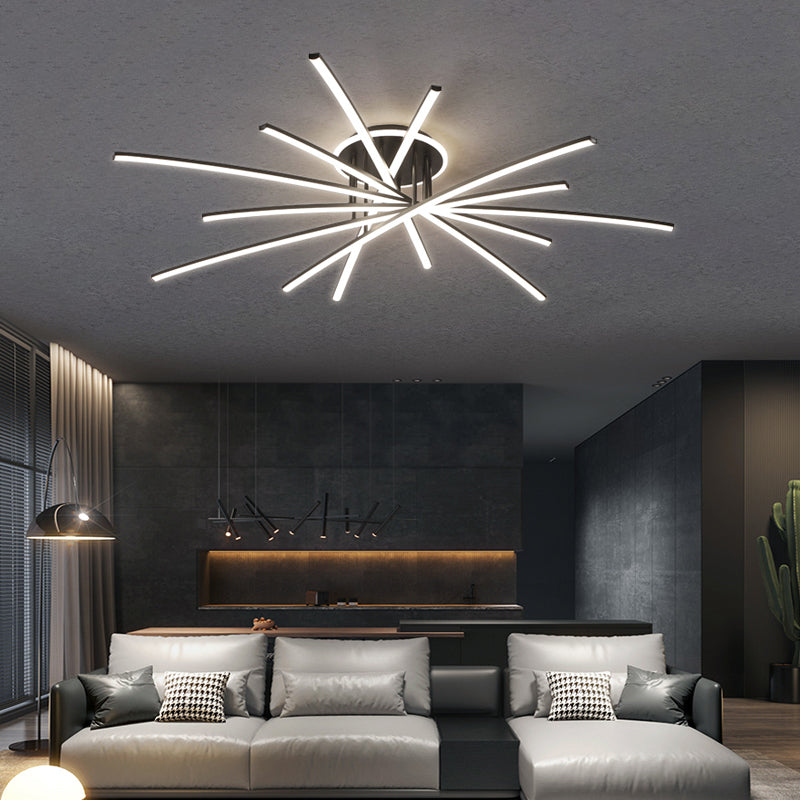Line Semi Flush Mount Ceiling Light Fixture Modern Metal Living Room LED Ceiling Lighting