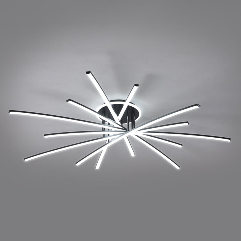 Line Semi Flush Mount Ceiling Light Fixture Modern Metal Living Room LED Ceiling Lighting