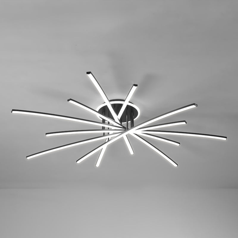 Line Semi Flush Mount Ceiling Light Fixture Modern Metal Living Room LED Ceiling Lighting
