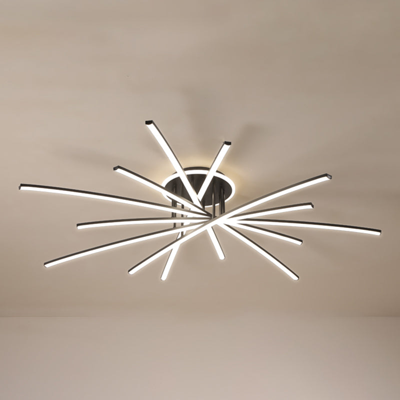 Line Semi Flush Mount Ceiling Light Fixture Modern Metal Living Room LED Ceiling Lighting