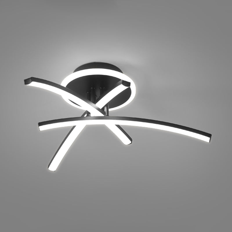 Line Semi Flush Mount Ceiling Light Fixture Modern Metal Living Room LED Ceiling Lighting