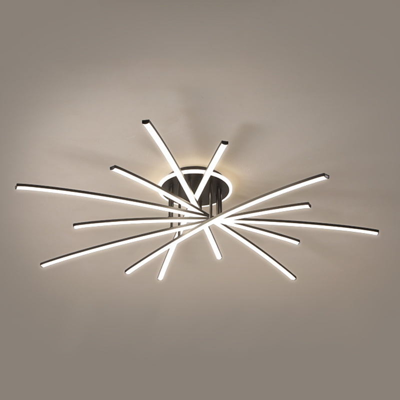 Line Semi Flush Mount Ceiling Light Fixture Modern Metal Living Room LED Ceiling Lighting