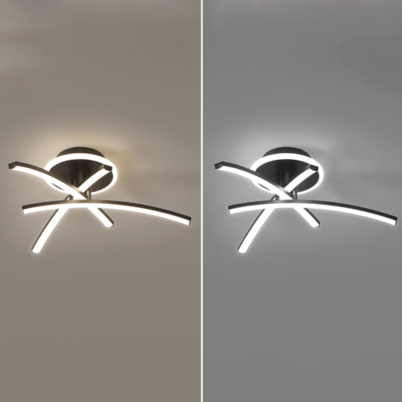 Line Semi Flush Mount Ceiling Light Fixture Modern Metal Living Room LED Ceiling Lighting