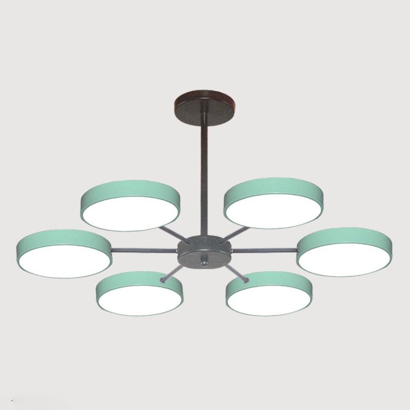 Modern Metal Chandelier Light Fixtures Round Multi-Head Suspension Pendant Lamps