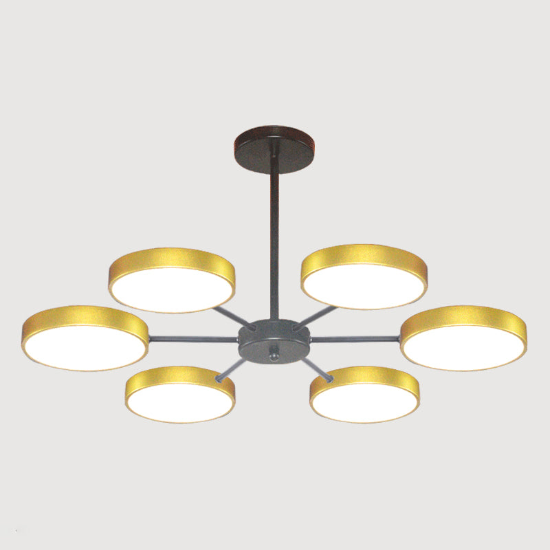 Modern Metal Chandelier Light Fixtures Round Multi-Head Suspension Pendant Lamps