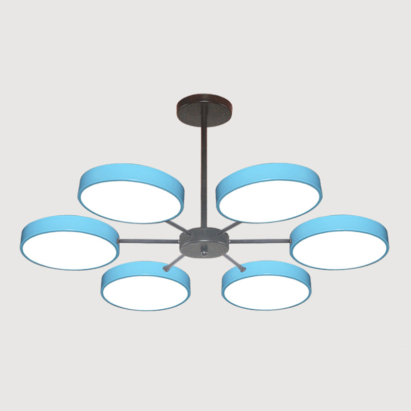 Modern Metal Chandelier Light Fixtures Round Multi-Head Suspension Pendant Lamps