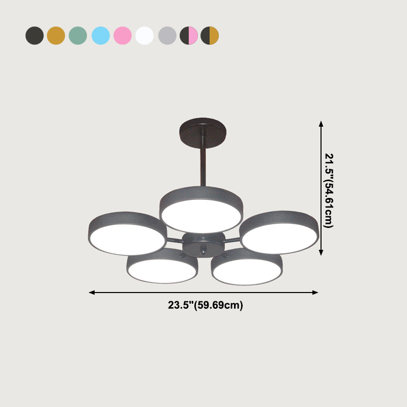 Modern Metal Chandelier Light Fixtures Round Multi-Head Suspension Pendant Lamps